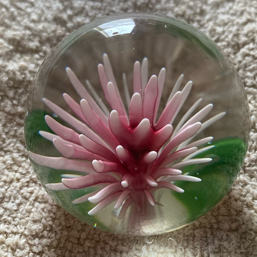 Vintage Art Glass Paperweight Blown Glass Sphere